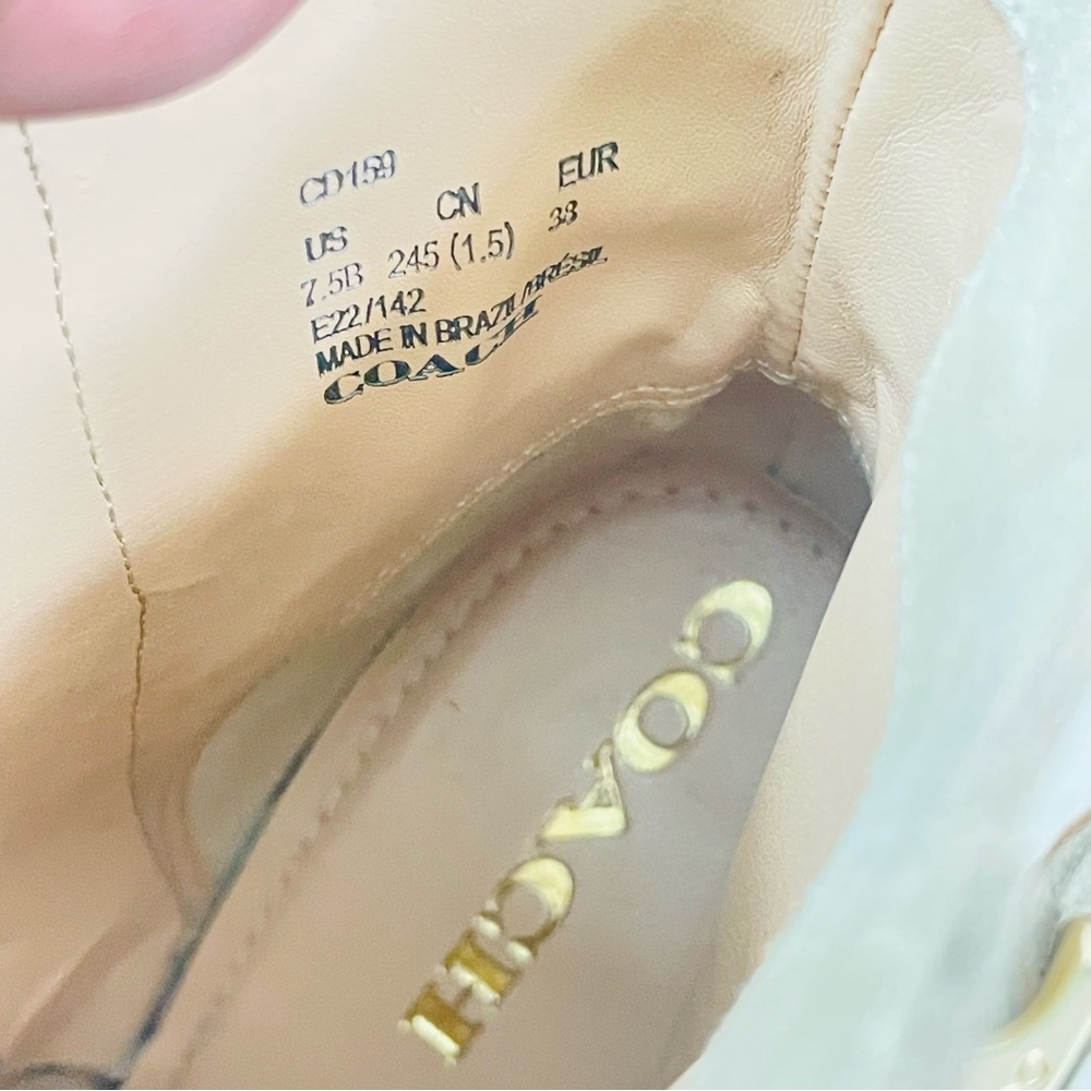 COACH BEIGE ‘OLIVIA’ LEATHER HEELED ANKLE BOOTS size 7.5  E 111‎ - Picture 15 of 16